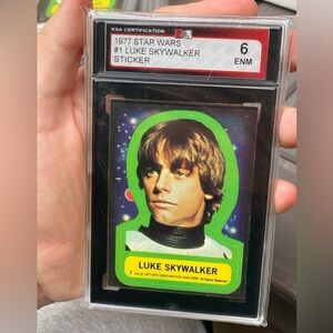 1977 Star Wars Sticker #1 Luke Skywalker KSA 6 FRESHLY GRADED NOT PSA
